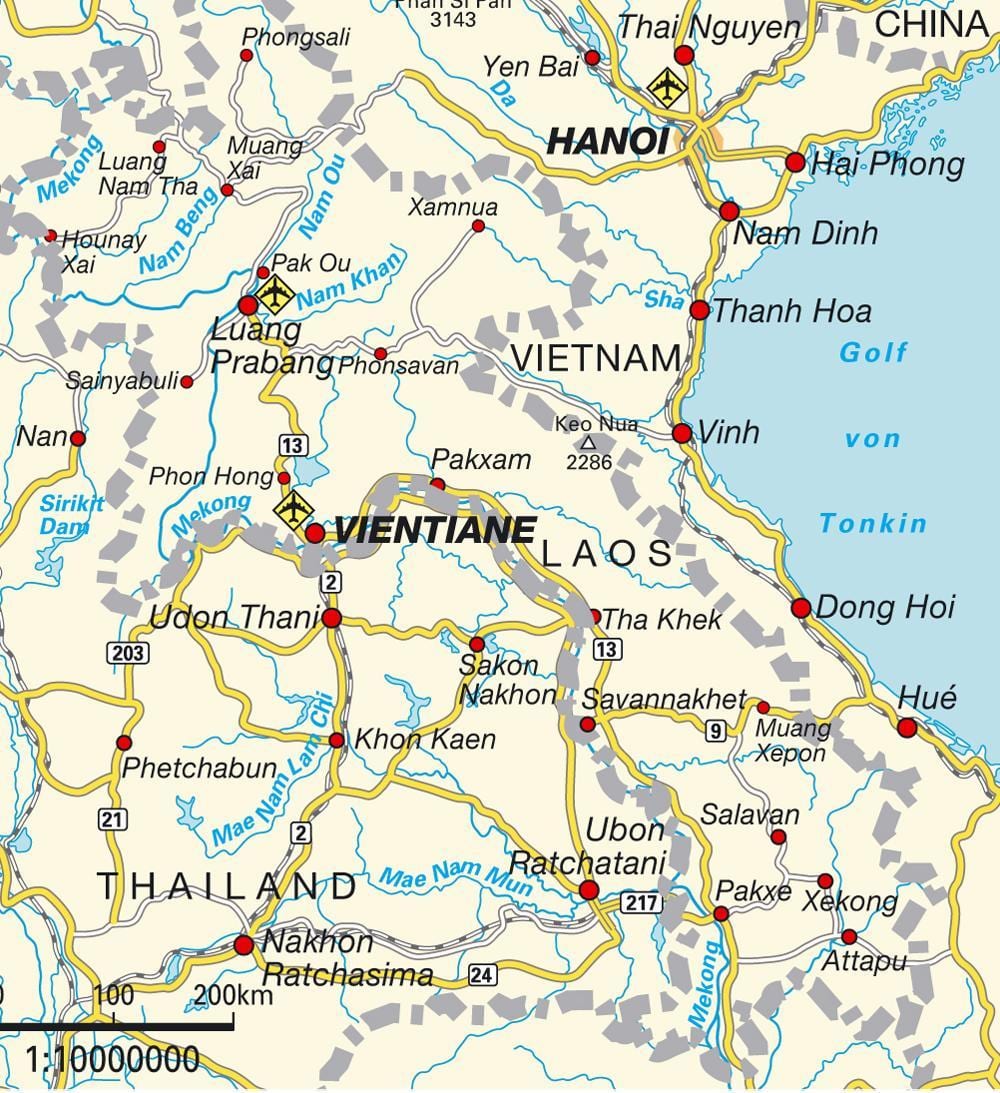 lentokentät laos kartta