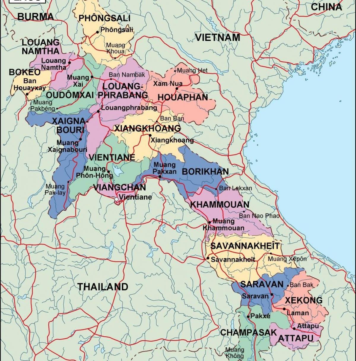 laos poliittinen kartta
